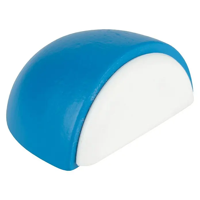 Türstopper - B x H: 49 x 38 mm, Montageart: Kleben, Blau - Nahaufnahme eines blauen und weißen, halbkreisförmigen Stoßdämpfers, ideal zum Schutz von Wänden und Möbeln vor Beschädigungen.