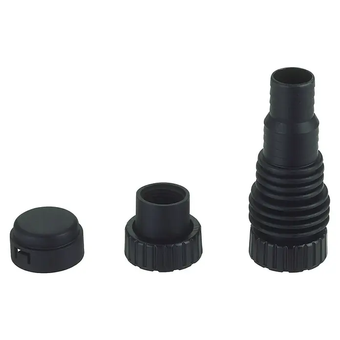 Oase Wasserverteiler Multi WD - ¾″ - Schwarzer Staubsaugeradapter mit Kappe und Gewindeanschluss zur flexiblen Verbindung verschiedener Staubsauger.