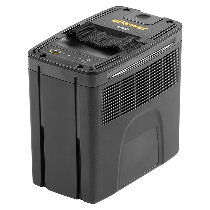 Stiga Akku ePower - 48 V, 7,5 Ah, Li-Ionen - Schwarzer ePower 7.5Ah Akku mit Tragegriff und seitlichen Lüftungsschlitzen für E-Fahrzeuge.