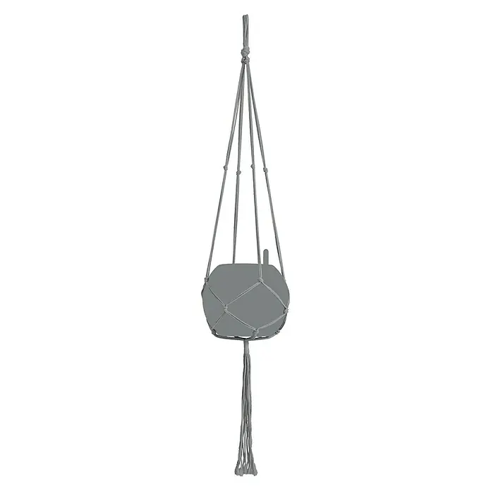 Lechuza Blumenampel Makramee Pure - Länge: 120 cm, Baumwolle, Grau - Grauer Makramee-Pflanzenhänger mit hängendem Design und dekorativer Quaste, ideal für stilvolle Pflanzenpräsentation im Innenbereich.