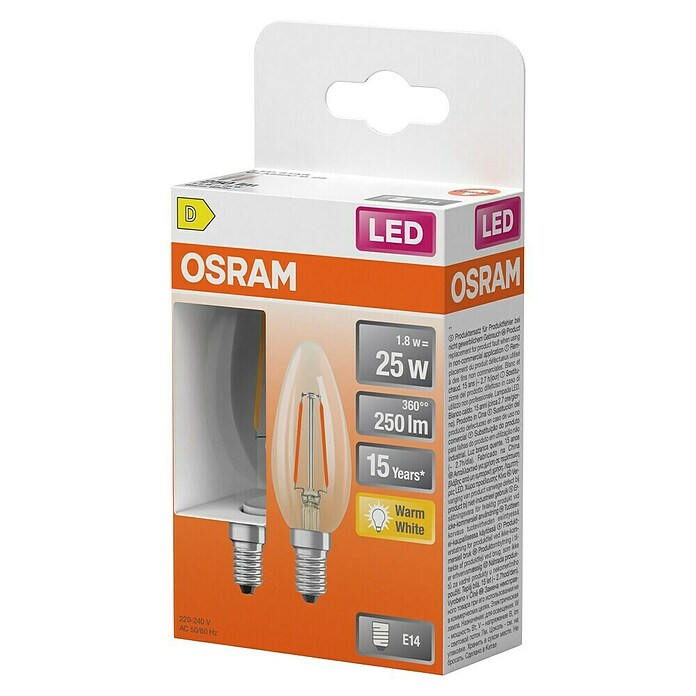 Osram Star Ledlamp Classic B (E14, Niet dimbaar, Warm wit, 250 lm, 1,8 W) | BAUHAUS
