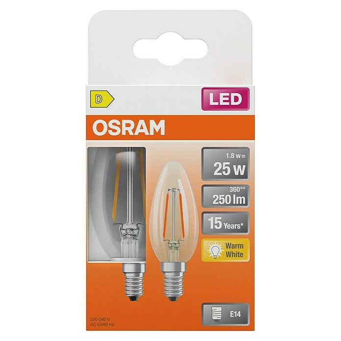 Osram Star LED žarulja Classic B  (E14, Bez prigušivanja, Topla bijela, 250 lm, 1,8 W) | BAUHAUS