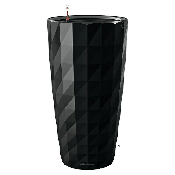 Lechuza Pflanzsäule rund Diamante (Außenmaß (Ø x H): 40 x 75 cm, Kunststoff, Schwarz Glänzend) | BAUHAUS