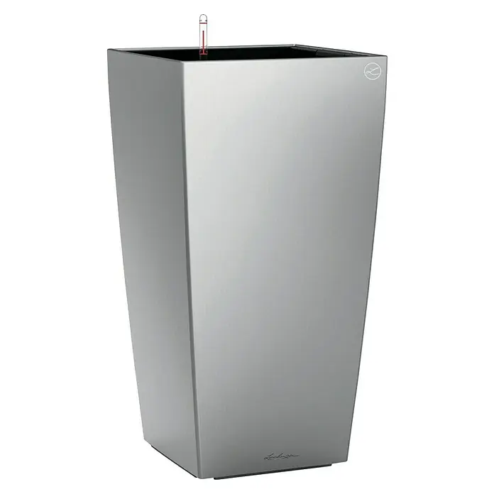 Lechuza Pflanzsäule eckig Premium - Außenmaß (L x B x H): 39,5 x 39,5 x 75,5 cm, Kunststoff, Silber Metall - Elegantes Lechuza Pflanzgefäß in modernem Design. Ideal für Innen- und Außenbereiche, stilvolles Accessoire für Pflanzenliebhaber.