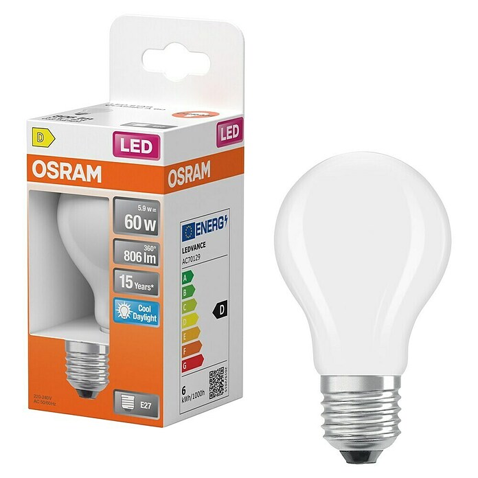 Osram Star Bombilla LED Classic (E27, No regulable, Blanco diurno, 806 lm, 5,9 W) | BAUHAUS