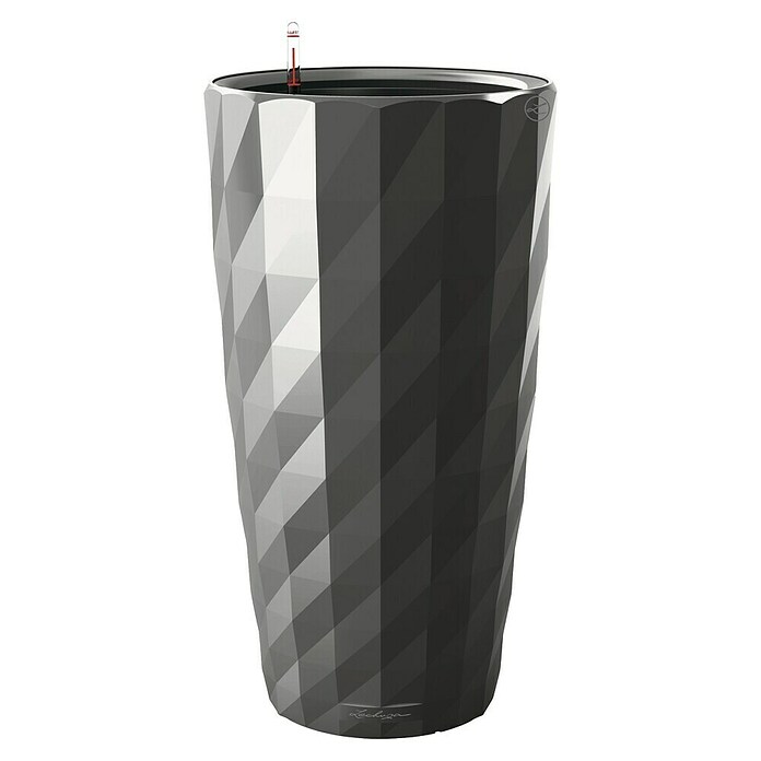 Lechuza Pflanzsäule rund Diamante (Außenmaß (Ø x H): 40 x 75 cm, Kunststoff, Anthrazit) | BAUHAUS