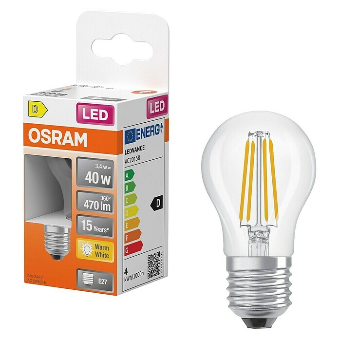 Osram LED-Lampe Classic P (E27, 3,4 W, 470 lm) | BAUHAUS