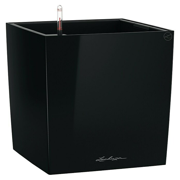 Lechuza Cube Pflanzkübel eckig Premium (Außenmaß (L x B x H): 29,5 x 29,5 x 30 cm, Kunststoff, Schwarz) | BAUHAUS
