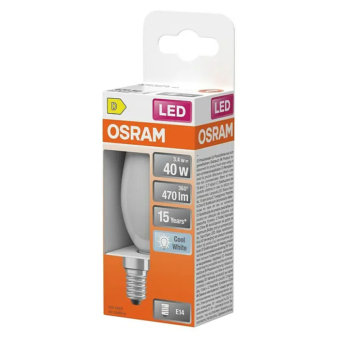 Osram Bombilla LED -  - Embalaje de una bombilla LED OSRAM, 40W, con luz blanca fría y una vida útil de 15 años.