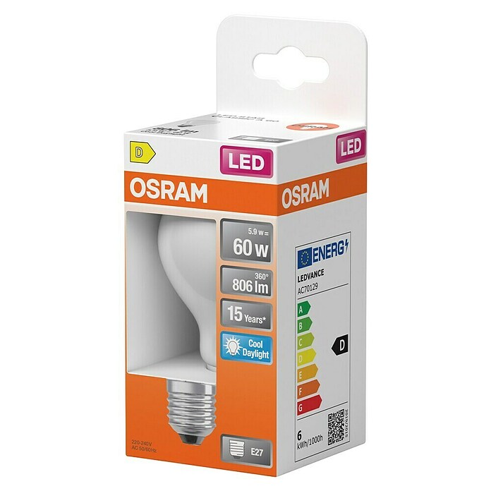 Osram Star Bombilla LED Classic (E27, No regulable, Blanco diurno, 806 lm, 5,9 W) | BAUHAUS