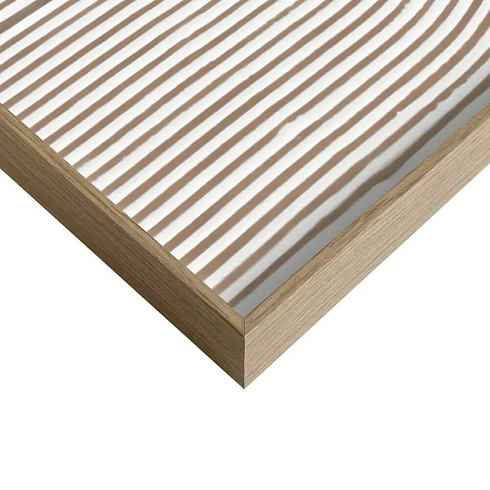 Reinders Bild Craft Art - Bows Tinted, B x H: 30 x 40 cm - Nahaufnahme eines gerahmten Kunstwerks mit abstrakten braunen und weißen Streifen. Elegantes Design mit Holzrahmen.