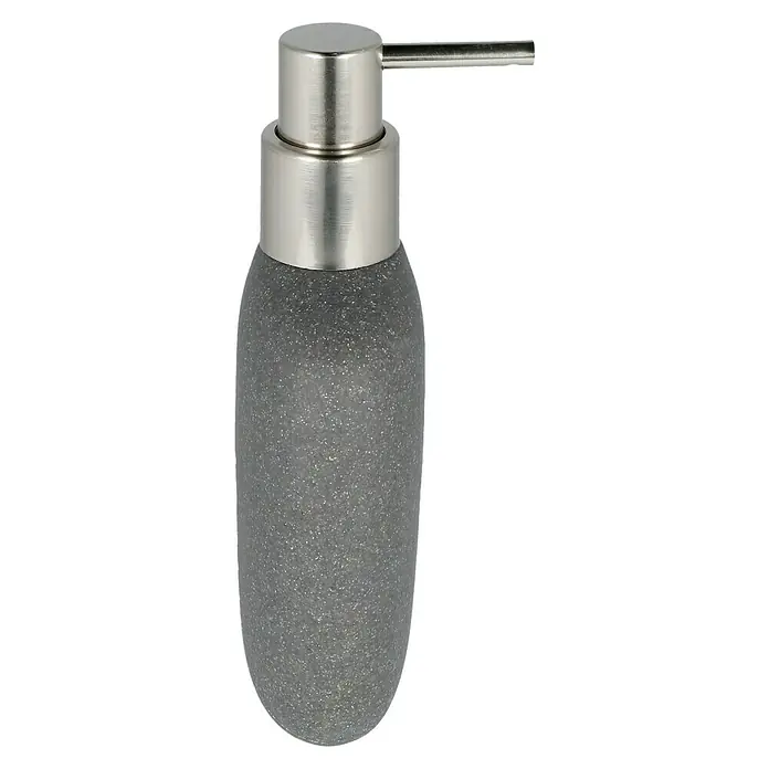Venus Empire Seifenspender - Polyresin, Grau - Elegante graue Seifenspender mit einem stilvollen silbernen Pumpkopf. Ein Hingucker in jedem Badezimmer.