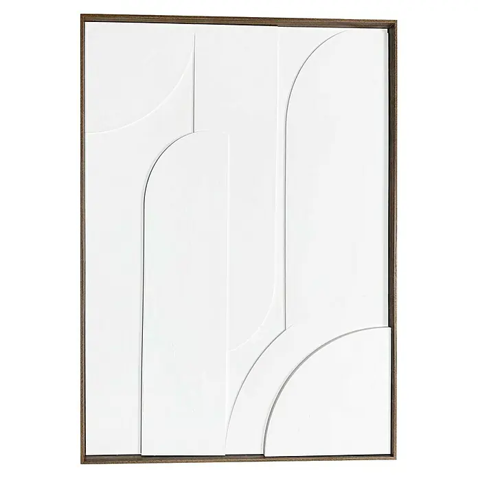 Reinders Bild Relief Art - Layered Geometrics, B x H: 50 x 70 cm - Abstrakte weiße Reliefkunst in einem schlichten Holzrahmen. Minimalistisches Design mit subtilen Schatten.