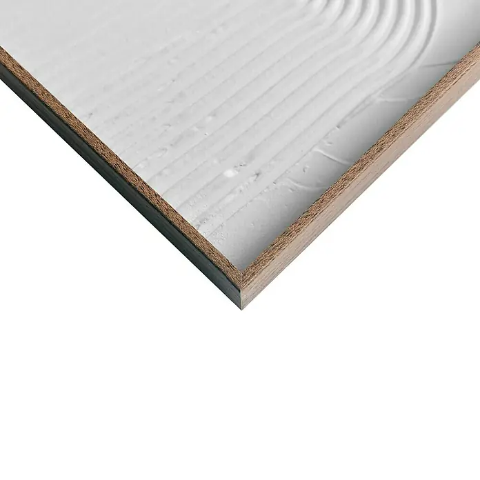 Reinders Bild Craft Art - Knot, B x H: 50 x 70 cm - Nahaufnahme einer minimalistischen Wanddekoration mit Holzrahmen und weißen, wellenförmigen Linien für ein modernes Ambiente.