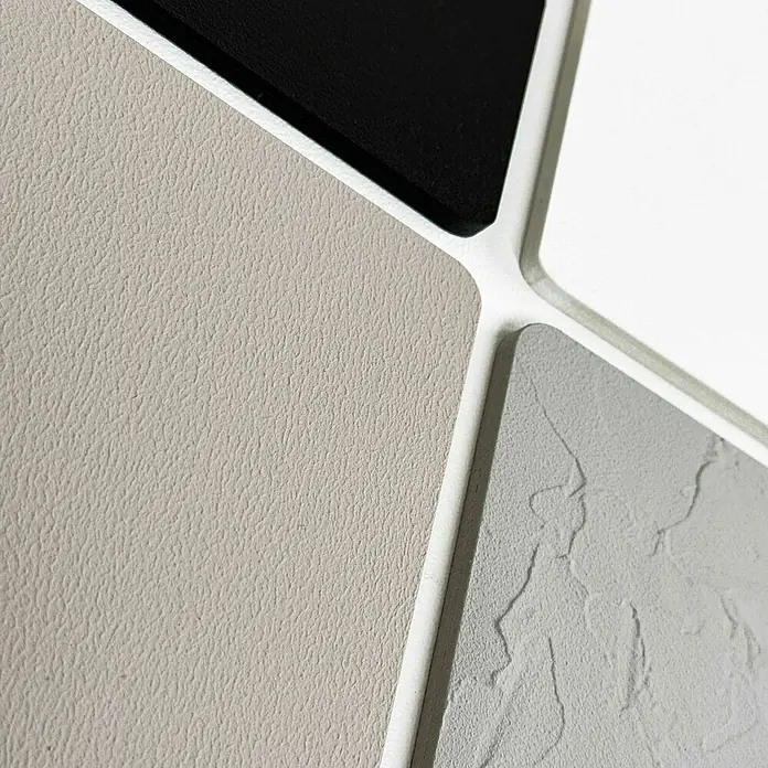Reinders Bild Relief Art - Sculpted Sil, B x H: 50 x 70 cm - Nahaufnahme von Designmustern in Schwarz, Weiß und verschiedenen Grautönen, die verschiedene Texturen zeigen.