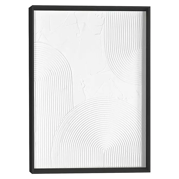 Reinders Bild Craft Art - Thin Comb, B x H: 30 x 40 cm - Strukturiertes Leinwandbild mit weißen Reliefbögen und schwarzem Rahmen. Ein modernes Kunstwerk für ein stilvolles Zuhause.