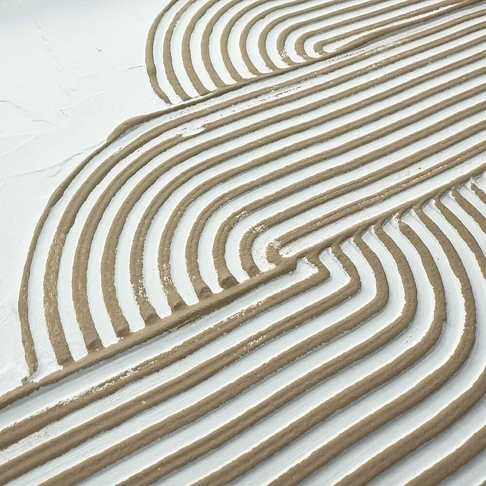 Reinders Bild Craft Art - Knot Tinted, B x H: 30 x 40 cm - Abstraktes Kunstwerk mit beigen, reliefartigen Linien auf weißem Grund. Das Design erzeugt eine moderne, strukturierte Oberfläche.