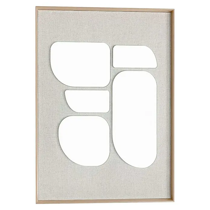 Reinders Bild Relief Art - Organic Blocks Weiß, B x H: 50 x 70 cm - Abstraktes Kunstwerk mit weißen, geometrischen Formen auf Leinwand in einem hellen Holzrahmen. Moderne Wanddekoration für stilvolle Innenräume.