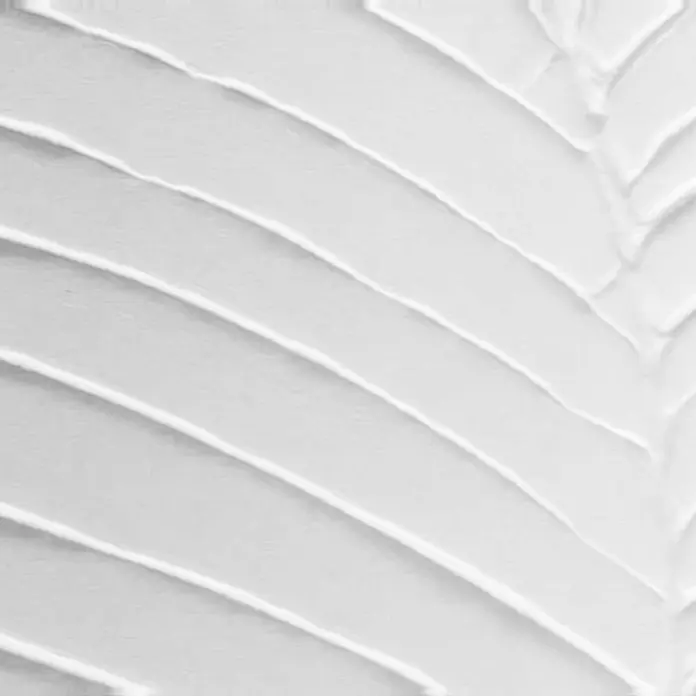Reinders Bild Craft Art - Big Leaf, B x H: 30 x 40 cm - Nahaufnahme einer weißen, gestreiften Oberfläche, die die Textur des Produkts hervorhebt. Ideal für Hintergründe und zur Darstellung von Sauberkeit.