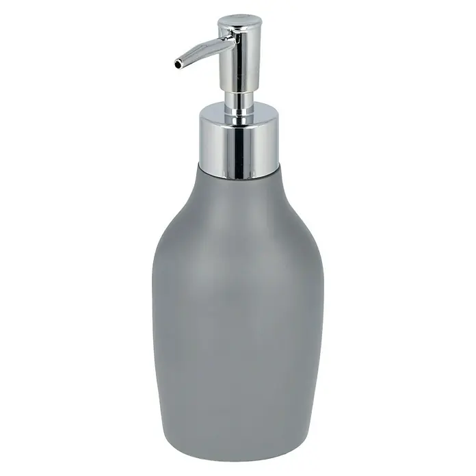 Venus Flakoni Seifenspender - Grau, Polyresin - Grauer Seifenspender mit Chrompumpe, ideal für stilvolle Badezimmer. Praktischer Spender für Flüssigseife oder Lotion.