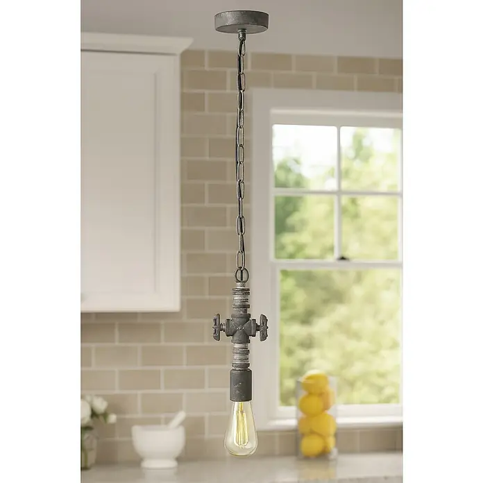 Tween Light Lámpara colgante Fascia 1 - Altura: 145 cm - Lámpara colgante industrial con cadena y bombilla vintage, ideal para cocinas y comedores modernos.