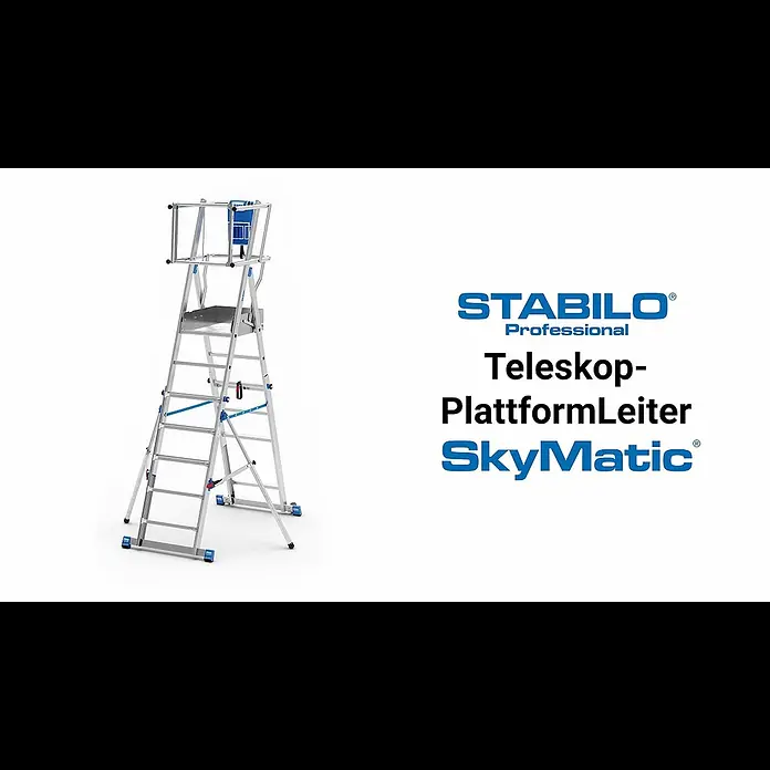 Krause Sprossen-Gelenk-Teleskopleiter Skymatic 5-9 Sprossen - Arbeitshöhe: 4,35 m, Anzahl Tritte: 9 Stk., Aluminium - Teleskop-PlattformLeiter SkyMatic