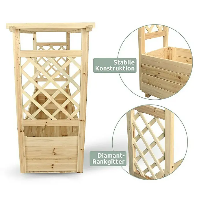 holz4home Pflanzkasten - Holz - Blumenkasten aus Holz mit Rautenmuster für Kletterpflanzen, stabiles und dekoratives Design. Ideal für Garten oder Terrasse.