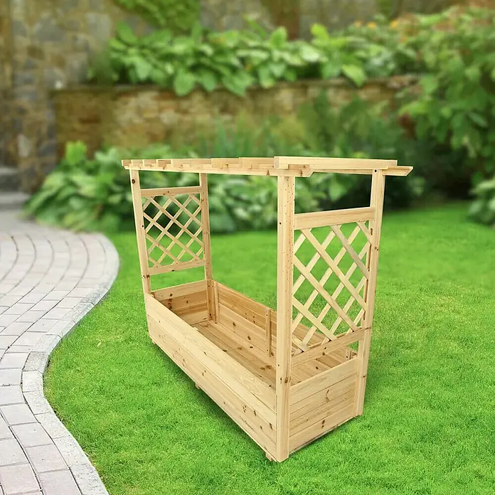 holz4home Pflanzkasten - Holz - Holzpflanzkasten mit Spalier für den Garten, ideal für Kletterpflanzen und Gemüse, ein dekoratives Element für jeden Außenbereich.