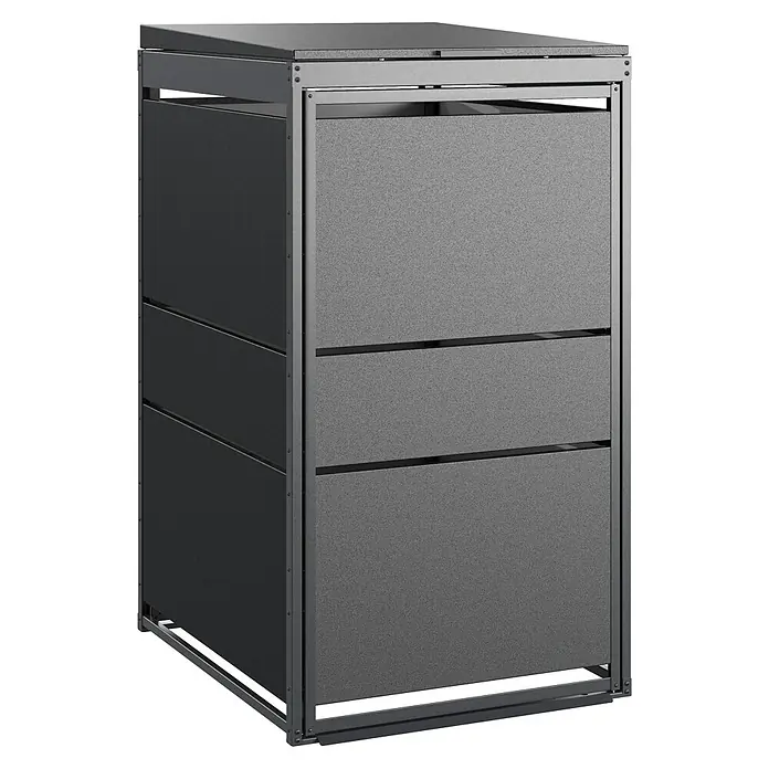 Mülltonnenbox Modern 240L - 70 x 86 cm, Stahl, Anthrazit, Geeignet für Anzahl Mülltonnen: 1 Stk. - Ein stilvoller, moderner Mülltonnenbox zur Aufbewahrung von Mülltonnen im Freien. Diese Box bietet Schutz vor Witterungseinflüssen und hält Tiere fern.
