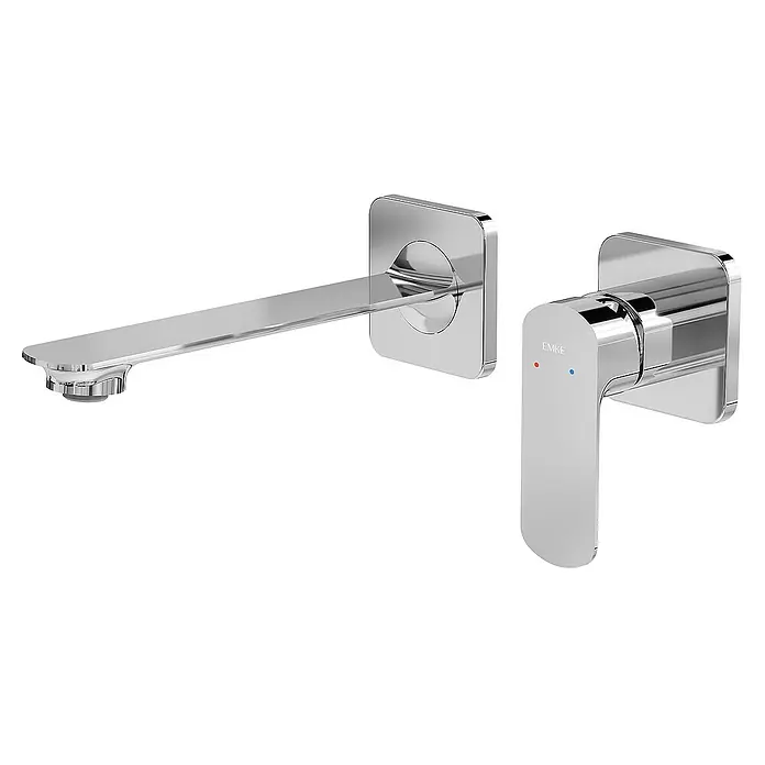 Emke Waschtischarmatur F28 - Chrom, Glänzend - Moderne EMKE Armatur mit glänzender Chromoberfläche, bestehend aus einem Auslauf und einem separaten Hebel, ideal für ein stilvolles Badezimmer.