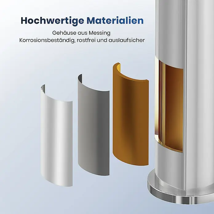 Emke Waschtischarmatur Zerona F21 - Chrom, Glänzend - Bild einer Messingarmatur, die korrosionsbeständig, rostfrei und auslaufsicher ist. Hochwertige Materialien und erstklassige Verarbeitung.