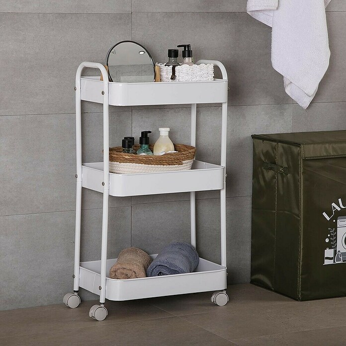 Versa Carro con ruedas (30 x 46 x 76 cm, Acero, Blanco) | BAUHAUS