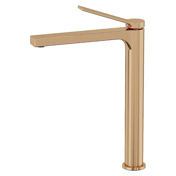 Emke Waschtischarmatur Zerona F21 - Roségold, Glänzend - Elegante goldene Armatur mit geraden Linien. Das moderne Design passt perfekt zu minimalistischen Badezimmern und Küchen.