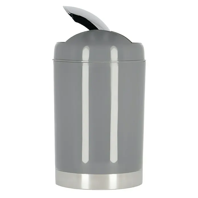 Venus Milano Badeimer - 5 l, Kunststoff, Grau - Dieser graue Treteimer ist ideal für Bad und Küche. Er verfügt über einen Chromdeckelheber und einen silbernen Sockel für mehr Stabilität.