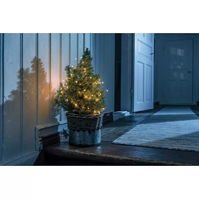 Konstsmide LED-Lichterkette Micro LED Firecracker - Innen, Lichtfarbe: Bernstein, Anzahl Leuchtmittel: 60 Stk., Batteriebetrieben, Kupfer - Stimmungsaufnahme