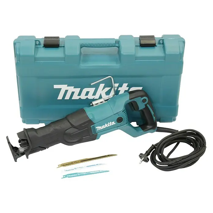 Makita Säbelsäge JR3061T - 1.250 W, Hublänge: 32 mm - Makita Recipro-Säge mit Zubehör, einschließlich Koffer, Sägeblättern und Stromkabel, für vielseitige Schneidanwendungen.