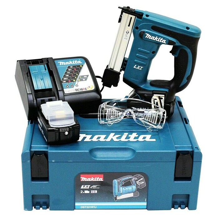 Makita LXT 18V Grapadora de batería DST221RTJ (18 V, 2 baterías, 5 Ah) | BAUHAUS