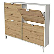 Meka Block Zapatero K-642 (L x An x Al: 20 x 117 x 97,5 cm, Roble Albar/Blanco Soft, Número de compartimentos: 4 ud.) | BAUHAUS