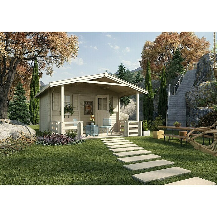 Weka Gartenhaus Weekendhaus 138 B (Außenmaß inkl. Dachüberstand (B x T): 450 x 510 cm, Holz, Natur, 19 m²)