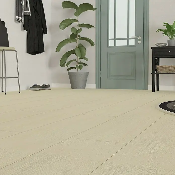 Hyundai L & C PVC-Bodenbelag Fix Verlegt - Selbstklebend, 31 cm x 10,7 m, Ahorn - Elegantes Interieur mit hellem Holzboden, der Wärme und Stil in den Raum bringt. Ideal für moderne Wohnkonzepte.