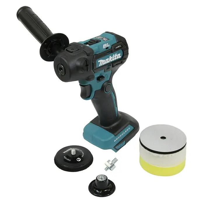 Makita LXT 18V Akku-Polierschleifer DPV300Z - 18 V, Ohne Akku, Leerlaufdrehzahl: 9.500 U/min - Das Makita Akku-Polierwerkzeug mit Zubehör: Ein kompaktes und leistungsstarkes Werkzeug für professionelle Polierarbeiten.