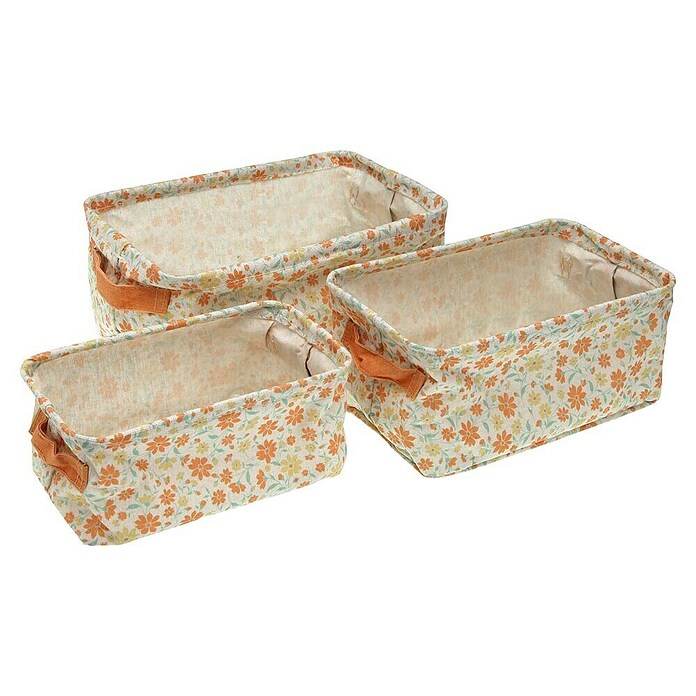 Versa Juego de cestas decorativas (Flores naranjas) | BAUHAUS