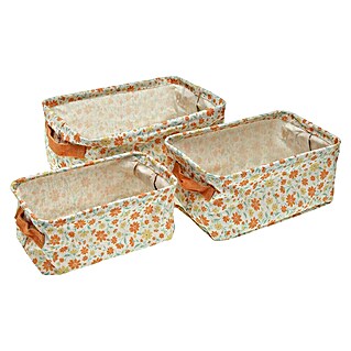Juego de cestas decorativas (Flores naranjas)