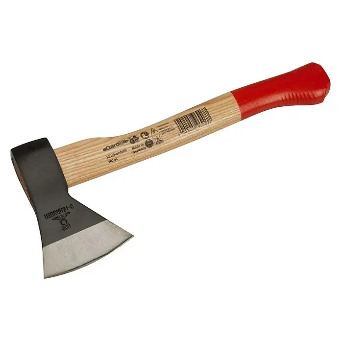 Gardol Hacha - Peso cabezal: 600 g - Hacha de cocina Gardebelt con hoja afilada y mango rojo. Ideal para cortar madera y otros materiales. Herramienta robusta y fiable.