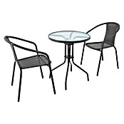 Sunfun Conjunto de muebles Maike (3 pzs., Acero/Ratán sintético, Marrón) | BAUHAUS