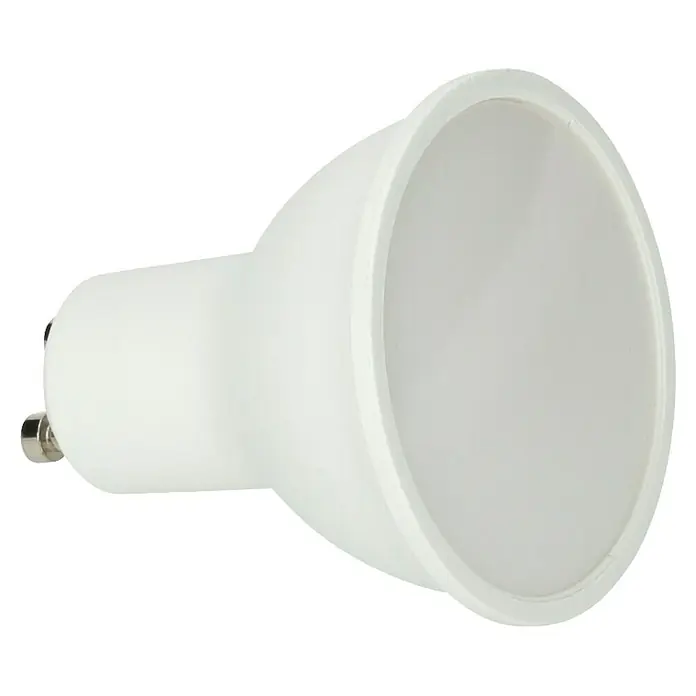 Panaled Set de bombillas LED - 7 W, 600 lm, Blanco neutro, GU10 - Primer plano de una lámpara LED blanca, ideal para soluciones de iluminación interior de bajo consumo.