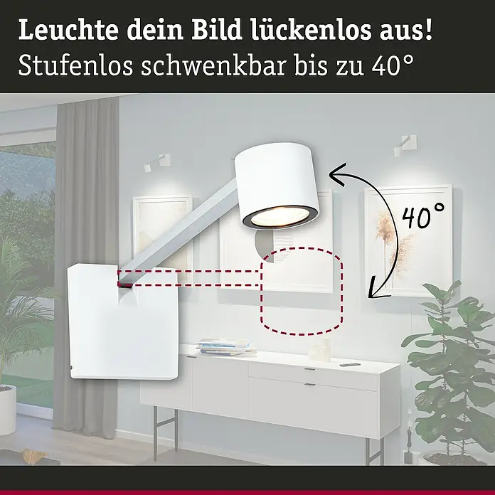 Paulmann LED-Bilderleuchte Set Adelia - 9 W, L x B x H: 28,5 x 8,5 x 8,5 cm, Alu gebürstet, Warmweiß - Die verstellbare Bildleuchte sorgt für eine perfekte Ausleuchtung Ihrer Bilder. Sie ist stufenlos schwenkbar bis zu 40° für flexible Beleuchtung.