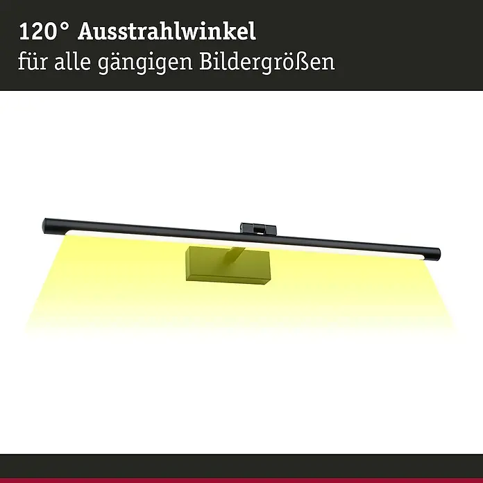 Paulmann LED-Bilderleuchte Mingo - 14 W, L x B x H: 17,5 x 61,5 x 5 cm, Schwarz, Warmweiß - Bildleuchte für Bilderrahmen mit 120° Ausstrahlwinkel für alle gängigen Bildergrößen.