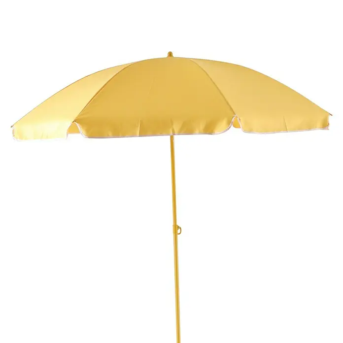 Sunfun Sombrilla Laguna - Colores surtidos, Diámetro de cobertura: 200 cm - Sombrilla de playa amarilla con borde blanco, ideal para días soleados en la playa o en el jardín. Proporciona protección y sombra.