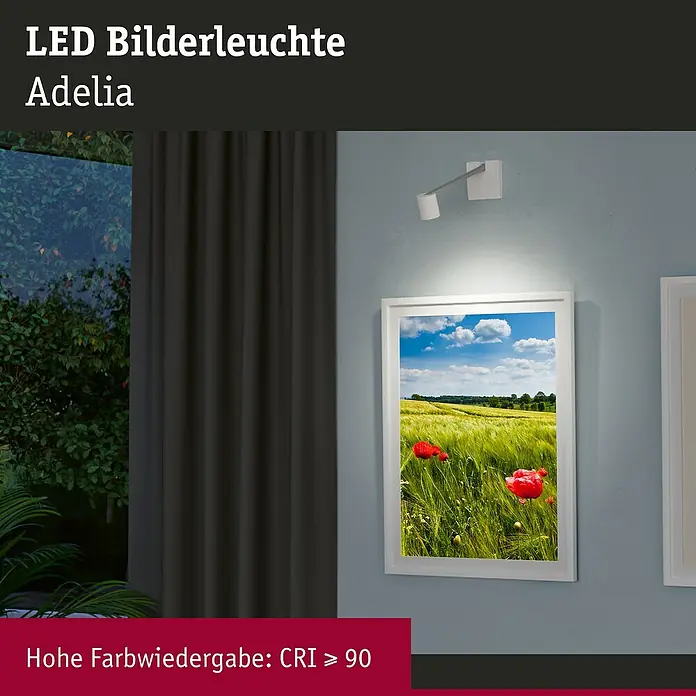 Paulmann LED-Bilderleuchte Set Adelia - 9 W, L x B x H: 28,5 x 8,5 x 8,5 cm, Alu gebürstet, Warmweiß - LED-Bilderleuchte Adelia: Die perfekte Beleuchtung für Ihre Kunstwerke. Mit hoher Farbwiedergabe (CRI > 90) für lebendige Farben.